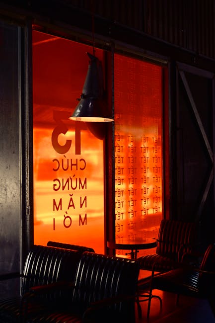 Vibrant neon sign in an urban setting